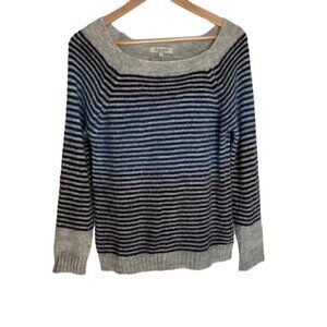 Cocogio Blue and Grey Striped Wool Blend Sweater Small